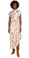 Misa Sally Dress Golden Straw Satin In Golden Straw Satin
