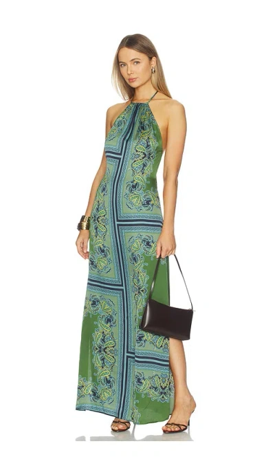 Misa Samantha Dress Moss Scarf In Green