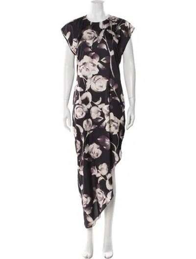 Pre-owned Misa Satin Midi Length Dress In Black