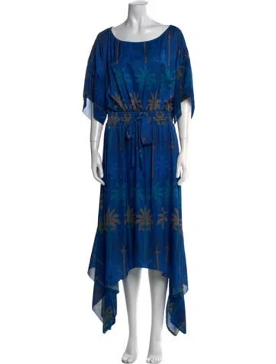 Pre-owned Misa Scoop Neck Long Dress In Blue