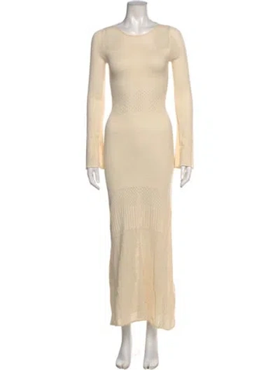 Pre-owned Misa Scoop Neck Long Dress In Neutral