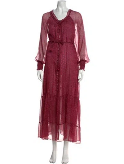 Pre-owned Misa Scoop Neck Long Dress In Pink
