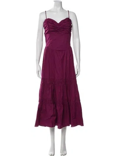 Pre-owned Misa Scoop Neck Long Dress In Purple