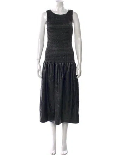 Pre-owned Misa Scoop Neck Midi Length Dress In Black
