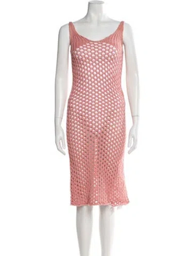 Pre-owned Misa Scoop Neck Midi Length Dress In Pink
