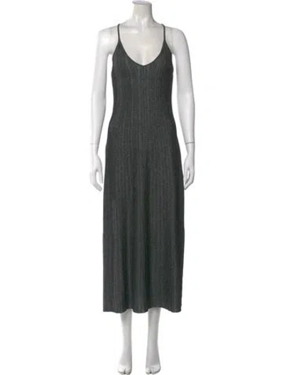 Pre-owned Misa Scoop Neck Midi Length Dress In Silver