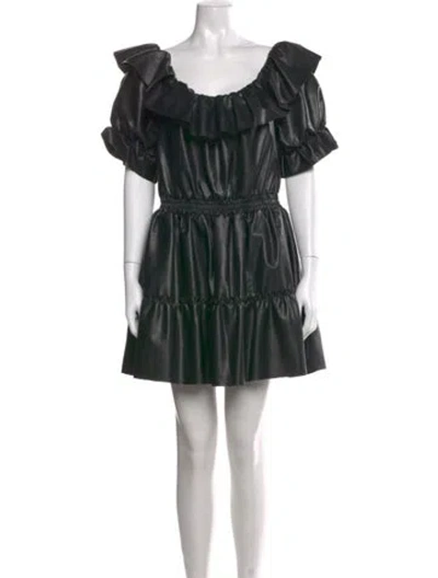 Pre-owned Misa Scoop Neck Mini Dress In Black