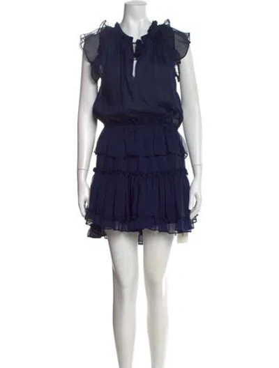 Pre-owned Misa Scoop Neck Mini Dress In Blue