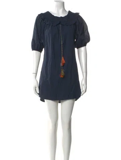 Pre-owned Misa Scoop Neck Mini Dress In Blue