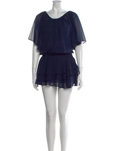 Pre-owned Misa Scoop Neck Mini Dress In Blue