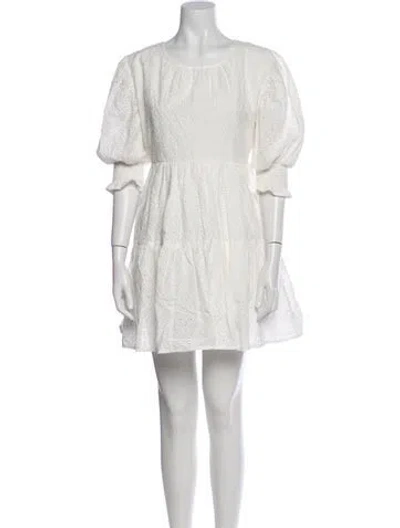 Pre-owned Misa Scoop Neck Mini Dress In White