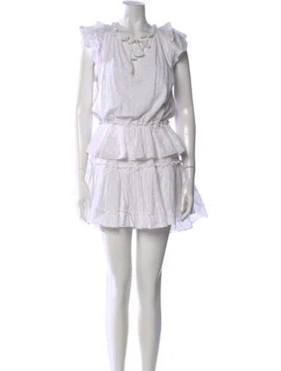 Pre-owned Misa Scoop Neck Mini Dress In White