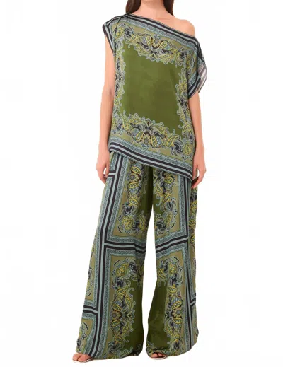Misa Selena Wide Leg Pant In Green