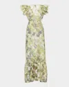 Misa Septima Backless Midi Dress In Lucent Blooms