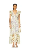 Misa Septima Backless Midi Dress In Green