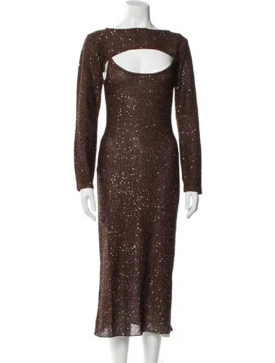 Pre-owned Misa Sequin Embellishments Dress Set W/ Tags In Brown