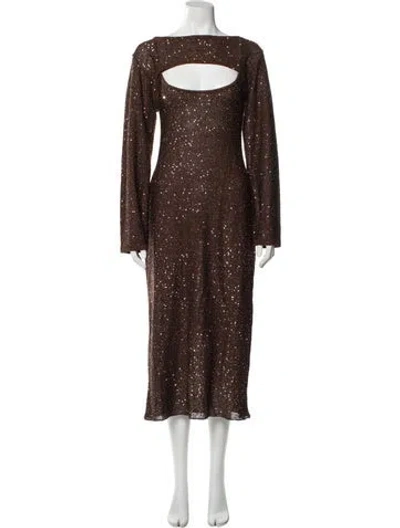 Pre-owned Misa Sequin Embellishments Dress Set W/ Tags In Brown