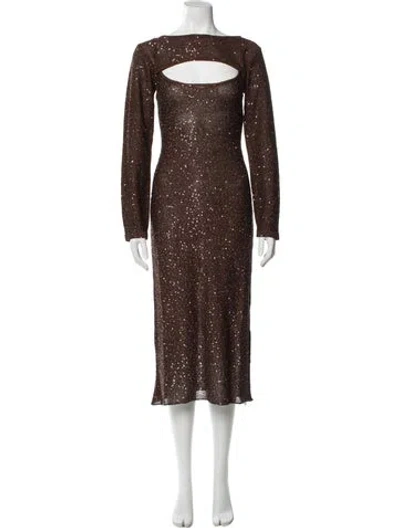 Pre-owned Misa Sequin Embellishments Dress Set W/ Tags In Brown