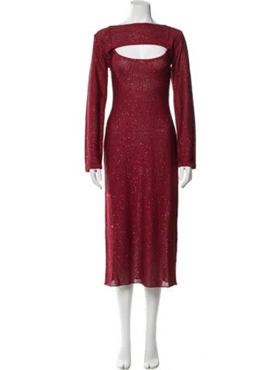 Pre-owned Misa Sequin Embellishments Dress Set W/ Tags In Red