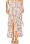 Misa Seva Asymmetrical Skirt In Spring Ditsy Chiffon In Neutral