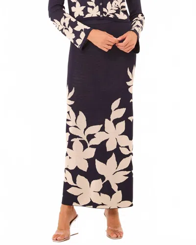 Misa Shae Knit Midi Skirt In Navy Flora In Blue