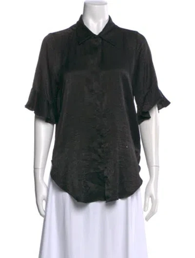 Pre-owned Misa Short Sleeve Blouse In Black