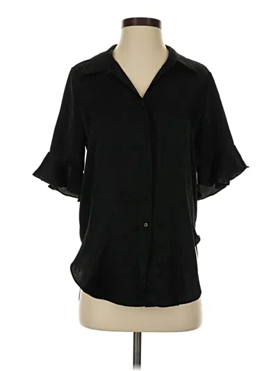 Pre-owned Misa Short Sleeve Blouse In Black