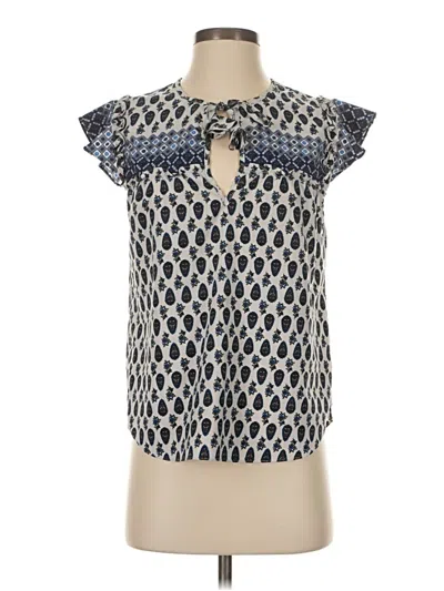 Pre-owned Misa Short Sleeve Blouse In Blue
