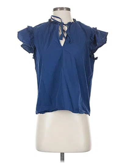 Pre-owned Misa Short Sleeve Blouse In Blue