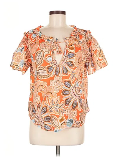 Pre-owned Misa Short Sleeve Blouse In Orange