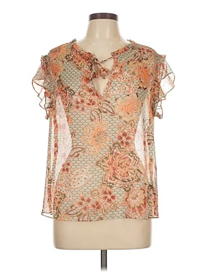 Pre-owned Misa Short Sleeve Blouse In Orange