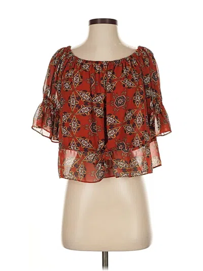 Pre-owned Misa Short Sleeve Blouse In Red