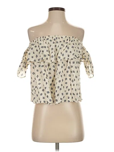 Pre-owned Misa Short Sleeve Blouse In White