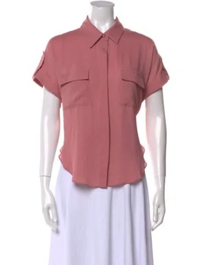 Pre-owned Misa Short Sleeve Button-up Top In Pink