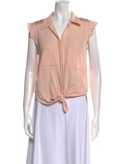 Pre-owned Misa Short Sleeve Button-up Top In Pink