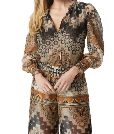 Misa Siena Long Sleeve Top In Alhambra Mosaic In Brown