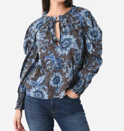 Misa Siena Top In Blue Sunflower