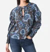 Misa Siena Top In Blue Sunflower In Multi