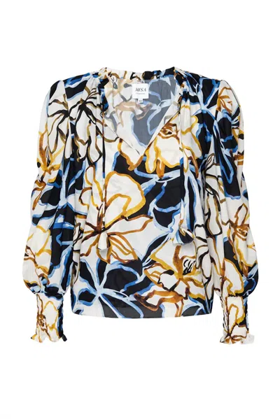 Misa Siena Top In Bold Bloom In Multi
