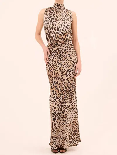 Misa Sierra Maxi Skirt In Leopard In Brown