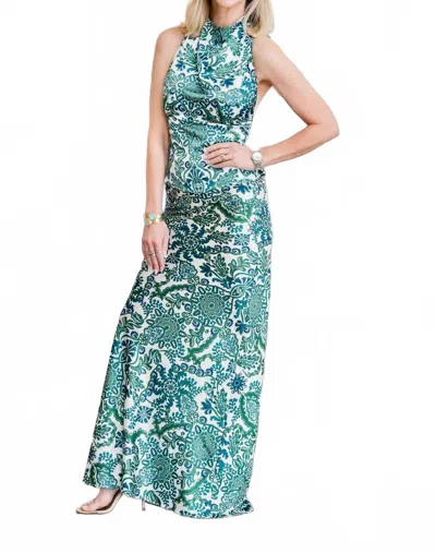 Misa Sierra Maxi Skirt In Reflective Botanical In Blue