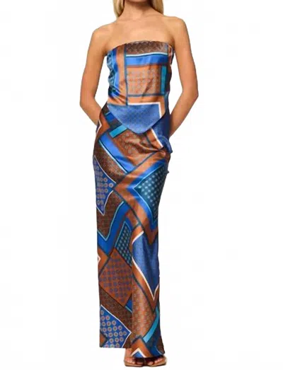 Misa Sierra Maxi Skirt In Tile Patchwork In Blue