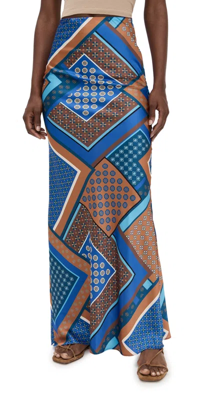 Misa Sierra Skirt Tile Patchwork In Blue