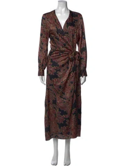 Pre-owned Misa Silk Long Dress In Multi