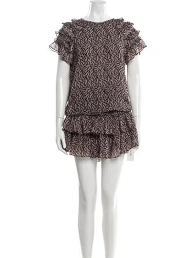 Pre-owned Misa Silk Printed Skirt Suit In Black