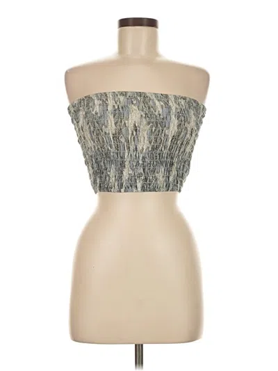 Misa Sleeveless Top Silver Strapless Neckline Tops