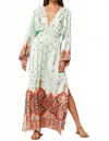 Misa Sloane Dress In Bohemian Border Satin In Green
