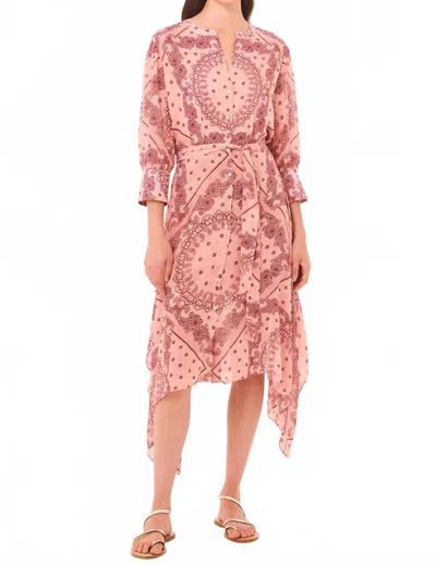 Misa Solmaz Midi Dress In Rose Bandana In Pink