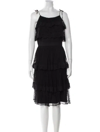 Pre-owned Misa Square Neckline Knee-length Dress In Black
