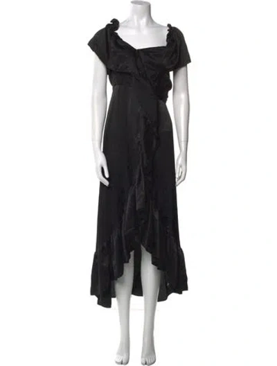 Pre-owned Misa Square Neckline Long Dress In Black